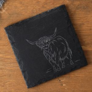 Sous-verre en ardoise vache Highland